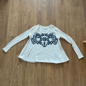 Free People cream waffle top